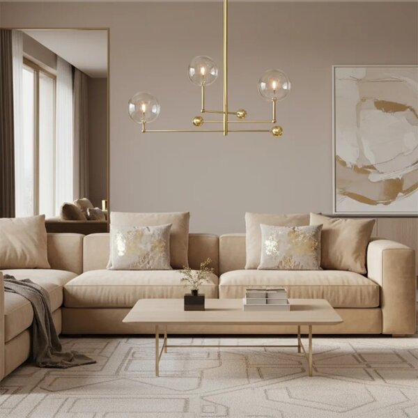 Γυάλινο Κρεμαστό Φωτιστικό Μπάλας 3 τμχ APP918-3CP Gold