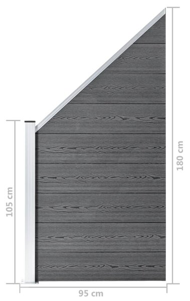 VidaXL Πάνελ Περίφραξης Γκρι 105 x (105-180) εκ. από WPC