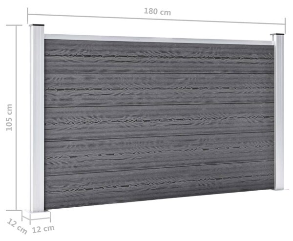 VidaXL Πάνελ Περίφραξης Γκρι 180 x 105 εκ. από WPC