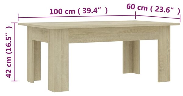 VidaXL Τραπεζάκι Σαλονιού Sonoma Δρυς 100x60x42 εκ. από Επεξ. Ξύλο