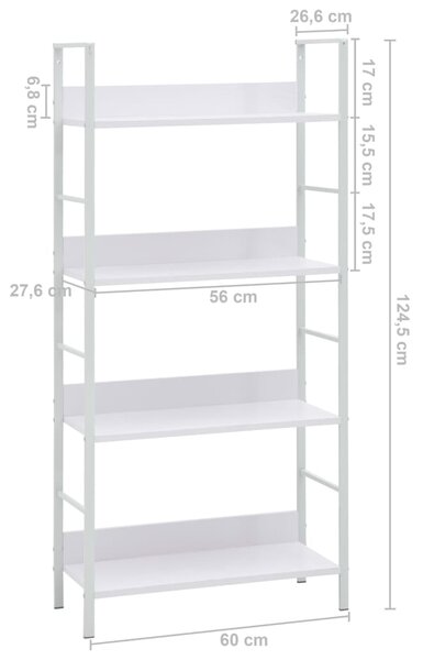 VidaXL Ραφιέρα 4 Επιπέδων Λευκή 60x27,6x124,5 εκ. Επεξεργασμένο Ξύλο