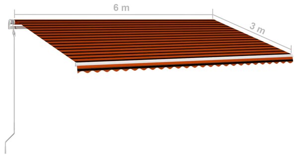 VidaXL Τέντα Συρόμενη Αυτόματη Πορτοκαλί / Καφέ 600 x 300 εκ