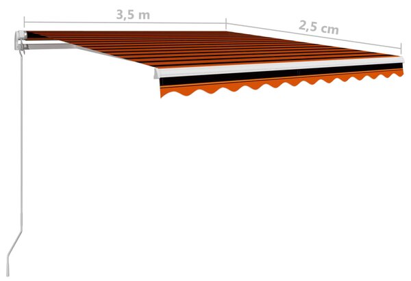 VidaXL Τέντα Συρόμενη Χειροκίνητη Πορτοκαλί / Καφέ 350 x 250 εκ