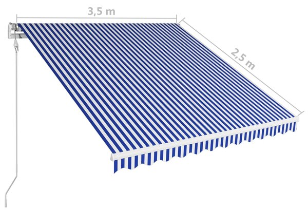 VidaXL Τέντα Συρόμενη Αυτόματη Μπλε / Λευκό 350 x 250 εκ