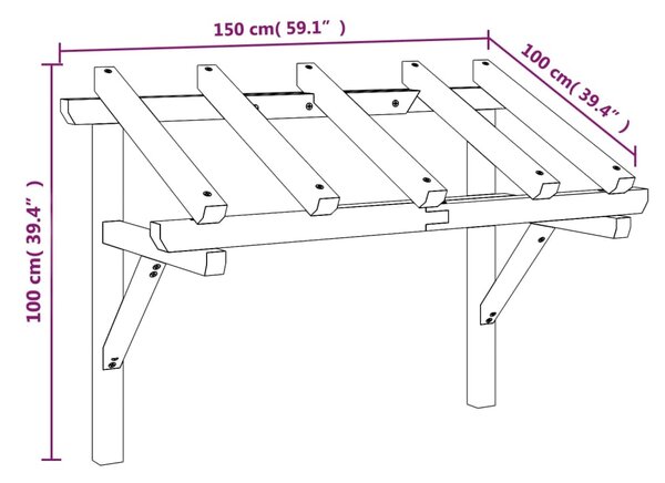 VidaXL Στέγαστρο Πόρτας 150 x 100 x 100 εκ. από Ξύλο Πεύκου