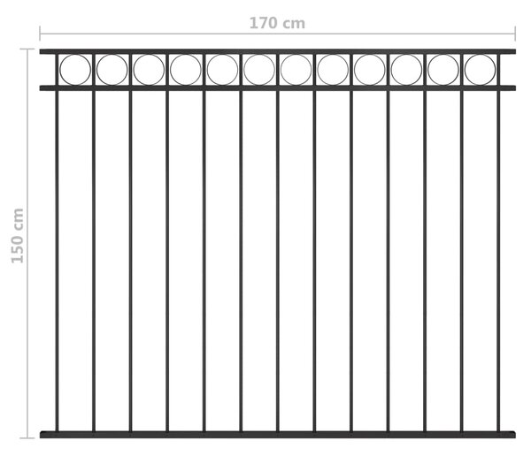 VidaXL Πάνελ Περίφραξης Μαύρο 1,7 x 1,5 μ. από Ατσάλι