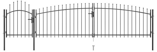 VidaXL Καγκελόπορτα με Λόγχες Μαύρη 5 x 1,5 μ