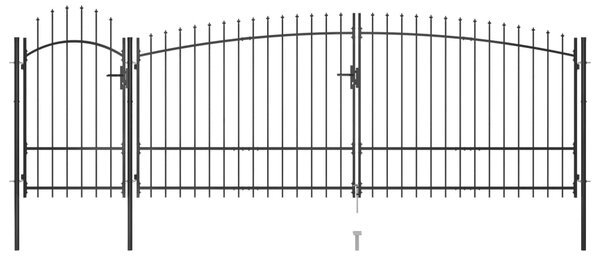 VidaXL Καγκελόπορτα με Λόγχες Μαύρη 5 x 2,25 μ