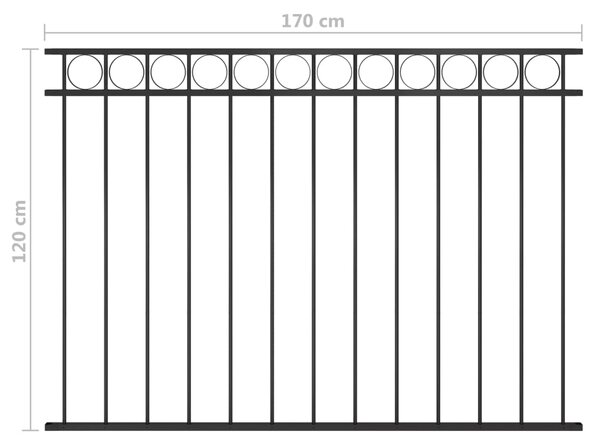 VidaXL Πάνελ Περίφραξης Μαύρο 1,7 x 1,2 μ. από Ατσάλι