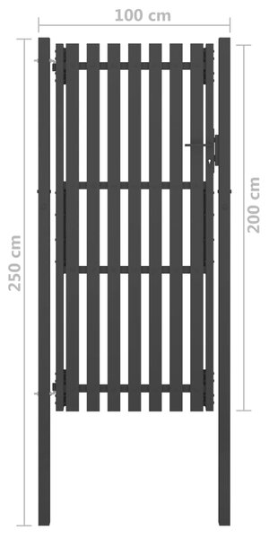 VidaXL Πόρτα Περίφραξης Κήπου Ανθρακί 1 x 2,5 μ. Ατσάλινη