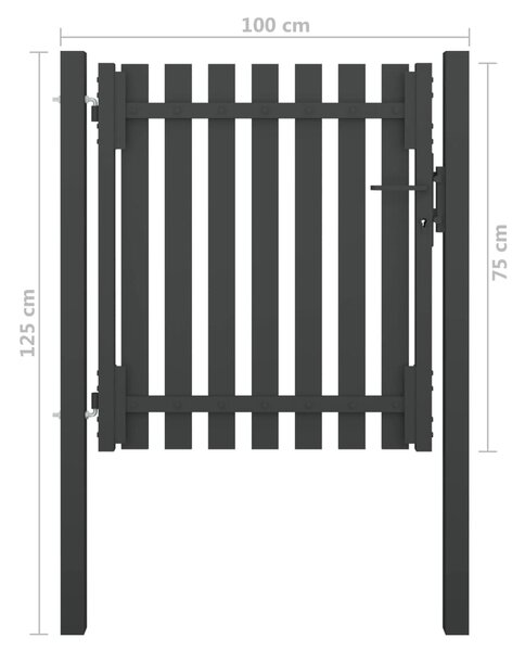 VidaXL Πόρτα Περίφραξης Κήπου Ανθρακί 1 x 1,25 μ. Ατσάλινη