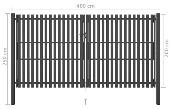 VidaXL Πόρτα Περίφραξης Κήπου Ανθρακί 4 x 2,5 μ. Ατσάλινη