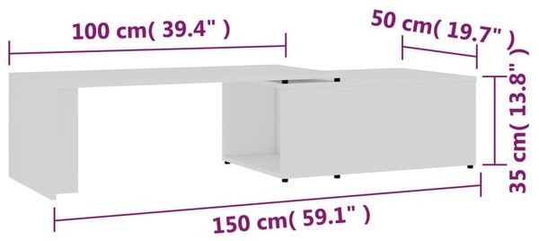 VidaXL Τραπεζάκι Σαλονιού Λευκό 150 x 50 x 35 εκ. από Επεξ. Ξύλο