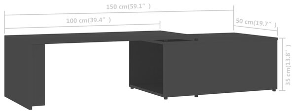 VidaXL Τραπεζάκι Σαλονιού Μαύρο 150 x 50 x 35 εκ. από Επεξ. Ξύλο