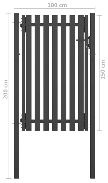 VidaXL Πόρτα Περίφραξης Κήπου Ανθρακί 1 x 2 μ. Ατσάλινη