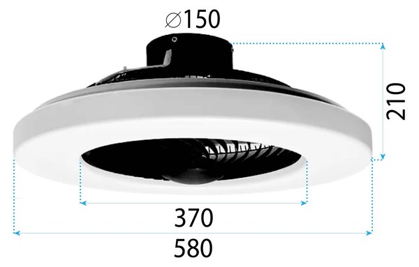 Πολυέλαιος με ανεμιστήρα Λάμπα APP1552-C BLACK ανεμιστήρας