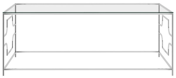 VidaXL Τραπέζι Σαλονιού Ασημί 120x60x45 εκ. από Ανοξ. Ατσάλι και Γυαλί