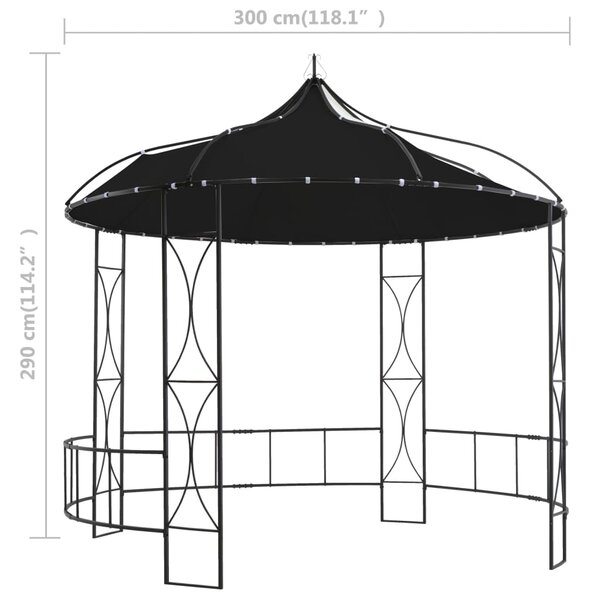VidaXL Κιόσκι Στρογγυλό Ανθρακί 300 x 290 εκ