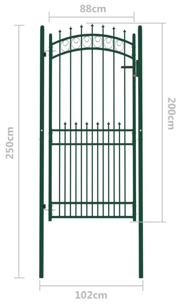 VidaXL Πόρτα Περίφραξης με Ακίδες Πράσινη 100 x 200 εκ. Ατσάλινη