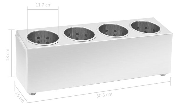 VidaXL Βάση για Μαχαιροπίρουνα 4 Θέσεων Ορθογώνια από Ανοξ. Ατσάλι