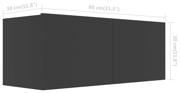 VidaXL Έπιπλο Τηλεόρασης Μαύρο 80 x 30 x 30 εκ. από Επεξ. Ξύλο