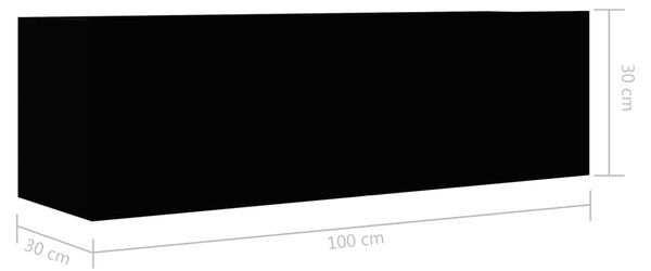 VidaXL Έπιπλο Τηλεόρασης Μαύρο 100 x 30 x 30 εκ. από Επεξ. Ξύλο