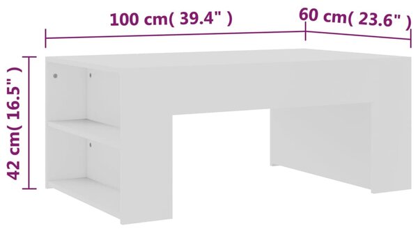 VidaXL Τραπεζάκι Σαλονιού Λευκό 100 x 60 x 42 εκ. από Μοριοσανίδα