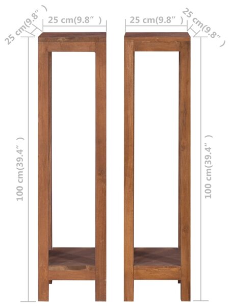 VidaXL Ανθοστήλες 2 τεμ. 25 x 25 x 100 εκ. από Μασίφ Ξύλο Teak