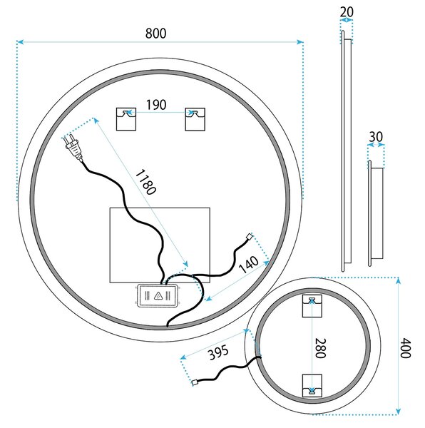 ΚΑΘΡΕΦΤΗΣ ΤΟΙΧΟΥ LED R-8040 80cm + 40cm