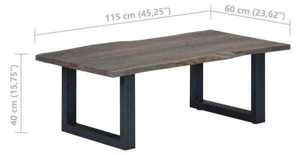 VidaXL Τραπεζάκι Σαλονιού Live Edge Γκρι 115x60x40 εκ. Ξύλο Ακακίας