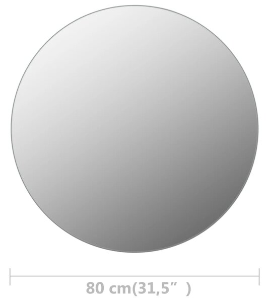 VidaXL Καθρέφτης Στρογγυλός 80 εκ. Γυάλινος Χωρίς Πλαίσιο