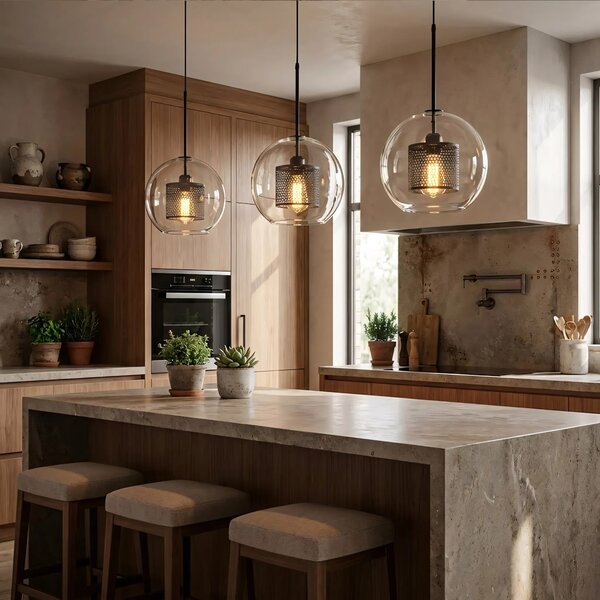 Γυάλινο κρεμαστό φωτιστικό Loft APP558-1CP 25cm μαύρο
