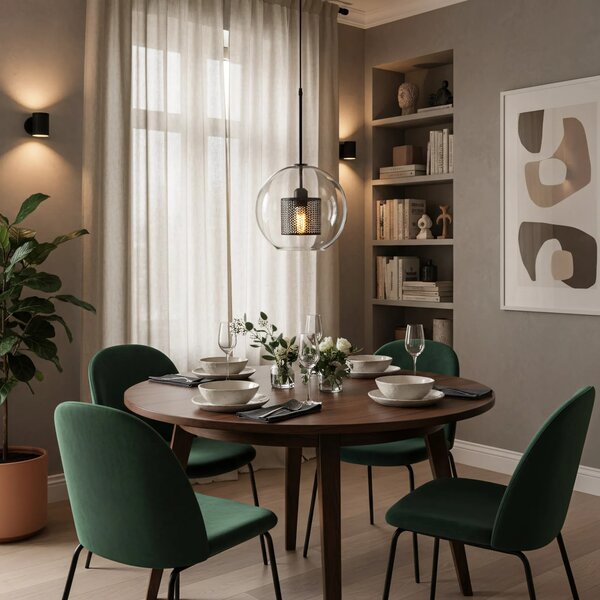 Γυάλινο κρεμαστό φωτιστικό Loft APP558-1CP 25cm μαύρο