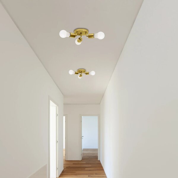 Τριπλό Μεταλλικό Φωτιστικό Οροφής Plafond APP704-3C Gold