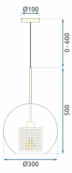 Γυάλινο κρεμαστό φωτιστικό Loft APP559-1CP 30cm μαύρο