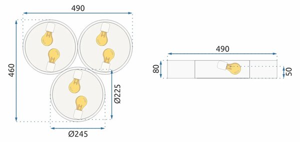 Plafon APP879-C Τριπλό φωτιστικό 3x40cm Λευκό