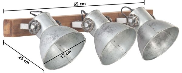 VidaXL Φωτιστικό Τοίχου Industrial Ασημί 65x25 εκ. Ε27