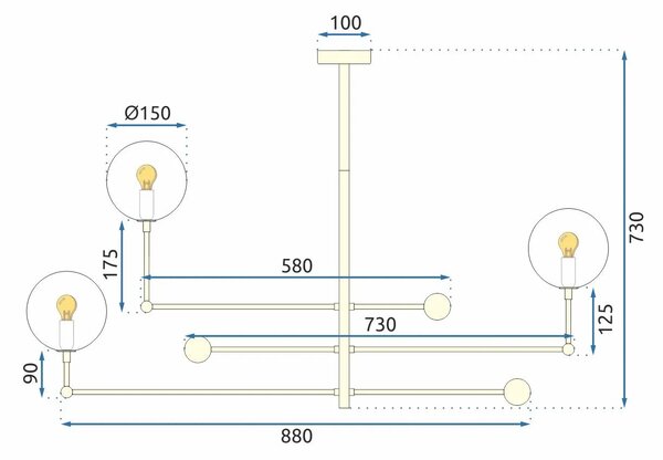 Κρεμαστό φωτιστικό Glass Ball 6 τμχ APP919-6CP Gold