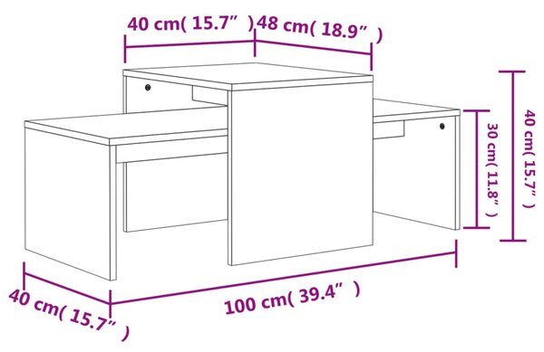 VidaXL Σετ Τραπεζάκια Σαλονιού Sonoma Δρυς 100x48x40 εκ. Επεξ. Ξύλο