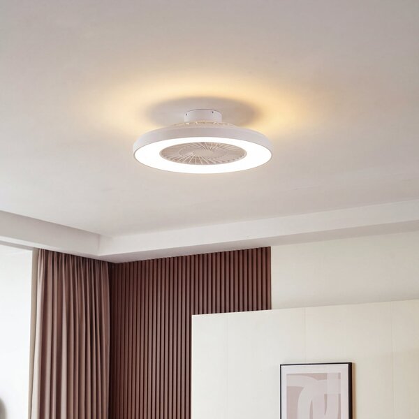 Lindby Ανεμιστήρας οροφής LED Teleo, Ø 58 cm, λευκός, DC, Tuya, ρυθμιζόμενος, Λευκό, Σαλόνι / τραπεζαρία, Πλαστικό, σύγχρονο