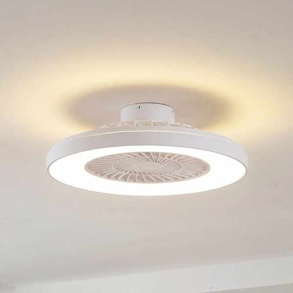 Lindby Ανεμιστήρας οροφής LED Teleo, Ø 58 cm, λευκός, DC, Tuya, ρυθμιζόμενος, Λευκό, Σαλόνι / τραπεζαρία, Πλαστικό, σύγχρονο