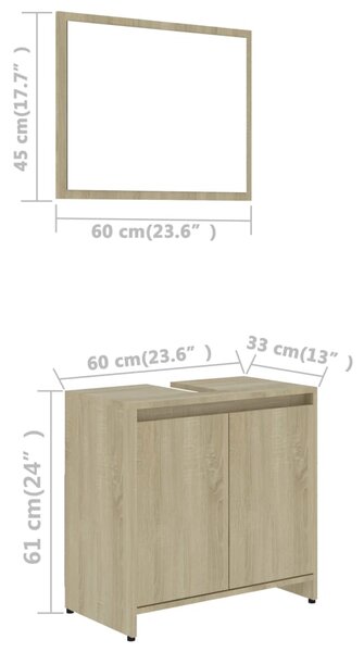 VidaXL Σετ Επίπλων Μπάνιου Sonoma δρυς από Επεξεργασμένο Ξύλο