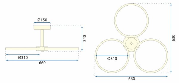 APP993-c Κρεμαστό Φωτιστικό Οροφής LED Χρυσό + Τηλεχειριστήριο
