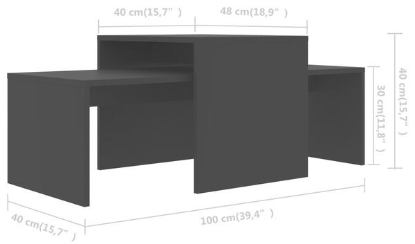 VidaXL Σετ Τραπεζάκια Σαλονιού Μαύρα 100 x 48 x 40 εκ. από Επεξ. Ξύλο