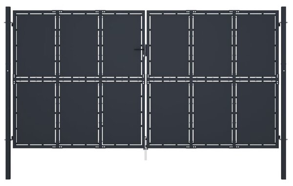 VidaXL Πόρτα Περίφραξης Κήπου Ανθρακί 400 x 175 εκ. Ατσάλινη