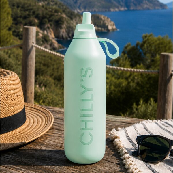 Μπουκάλι Θερμός Series 2 Flip Chilly's με πτυσσόμενο καλαμάκι, χωρητικότητα 1000ml και διατήρηση θερμοκρασίας 24h κρύο - Lichen Green