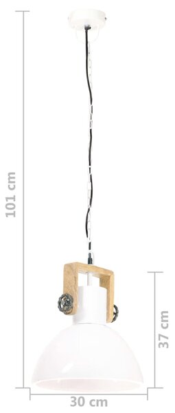 VidaXL Φωτιστικό Κρεμαστό Industrial Στρογγυλό 25 W Λευκό 30 εκ. Ε27