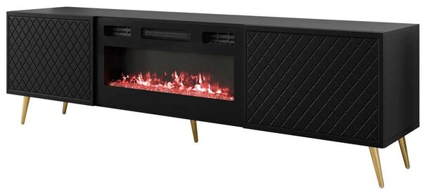 Έπιπλο Τηλεόρασης Με Φλόγα Led Temerra 162786769 197x42x52cm Black-Gold