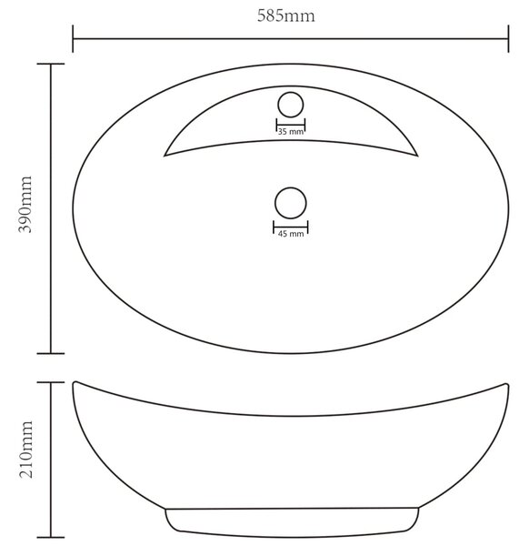 VidaXL Νιπτήρας με Υπερχείλιση Οβάλ Κρεμ Ματ 58,5x39 εκ. Κεραμικός