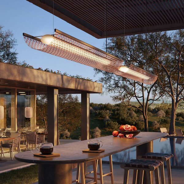 Bover LED κρεμαστό φωτιστικό Nans Balis S/140, καφέ/κόκκινο, 140 cm